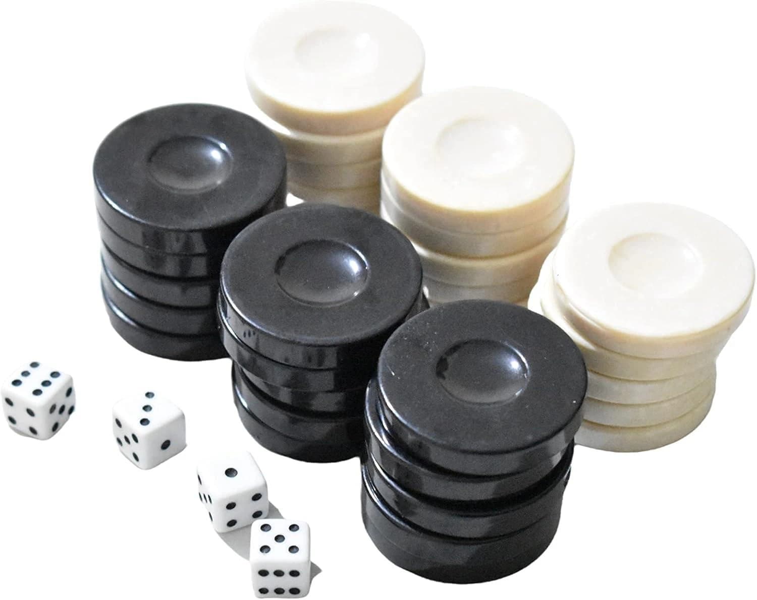 Backgammon Chips Game Set 30 Playing Pieces (15 White Chips And 15 Black Chips) 