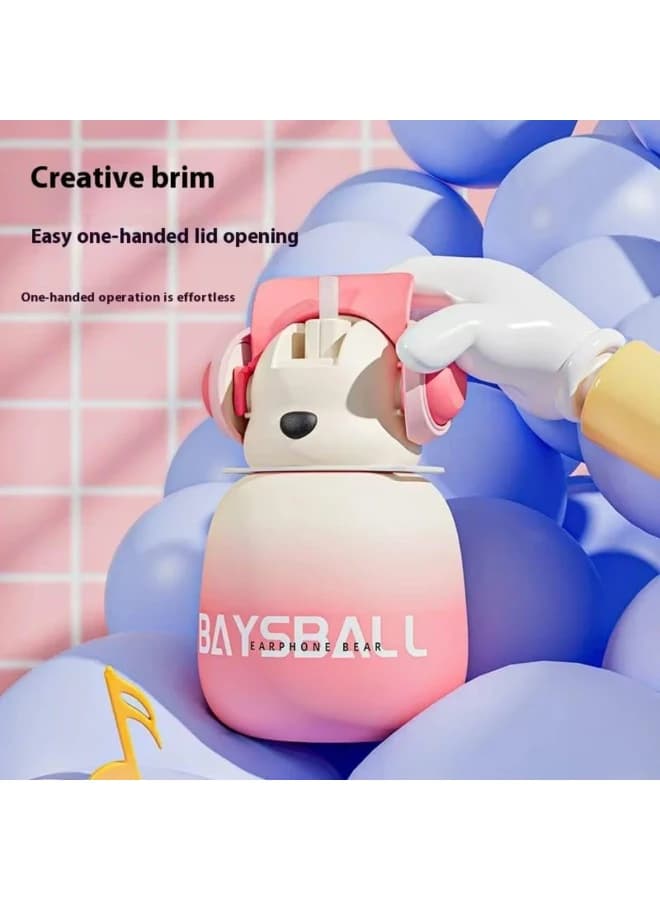 Baseball Bear Water Bottle Kids Headset Holder Kids School Water Bottle 650ml