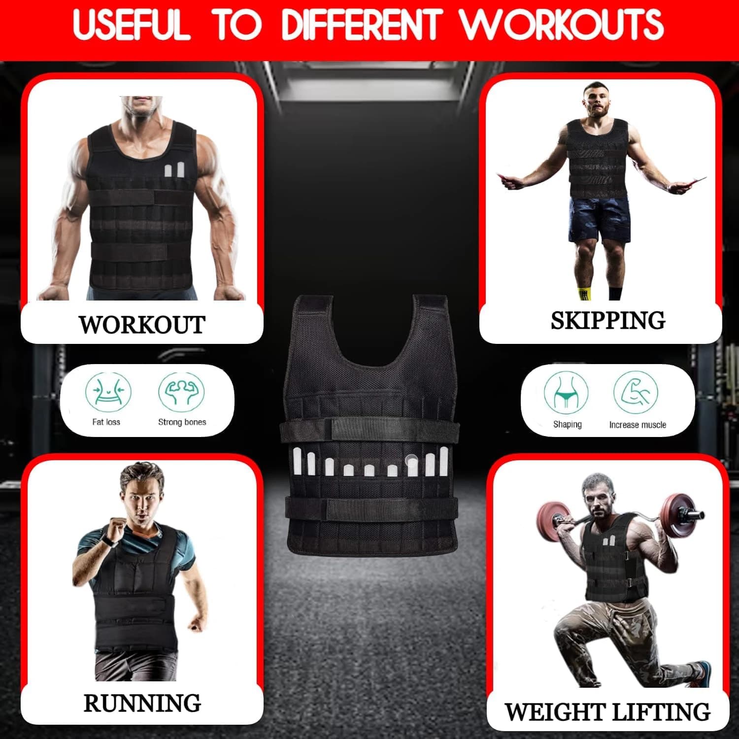 احرق دهون اسرع فيست أوزان رياضي قابل للتعديل Weighted Vest احترافي للتمارين 