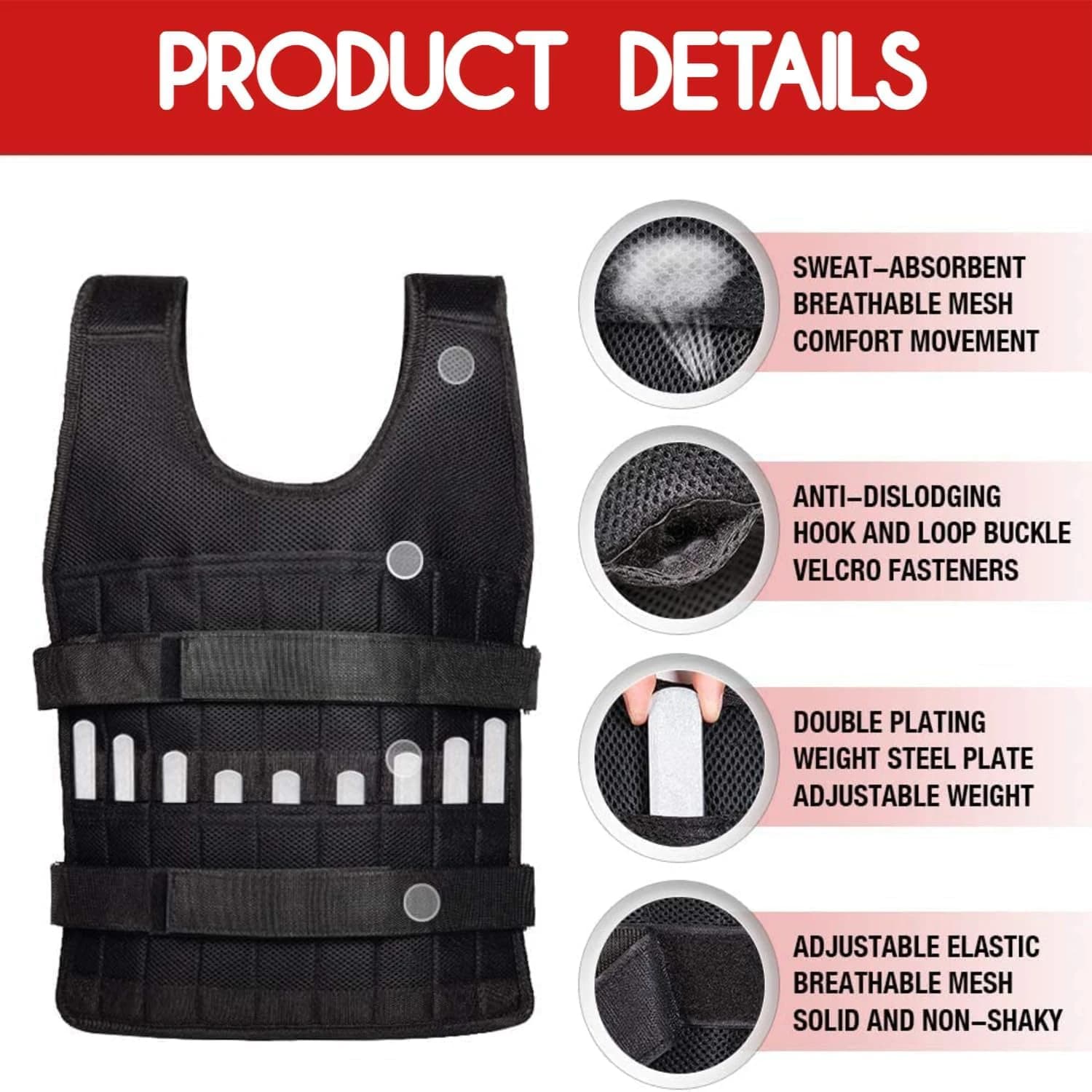 احرق دهون اسرع فيست أوزان رياضي قابل للتعديل Weighted Vest احترافي للتمارين 