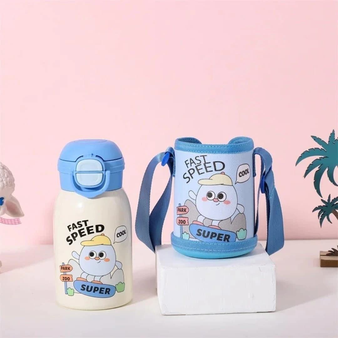 Cute Cartoon Design Kids Thermal Water Bottle, 550 ML, with Secure Lid and Carry