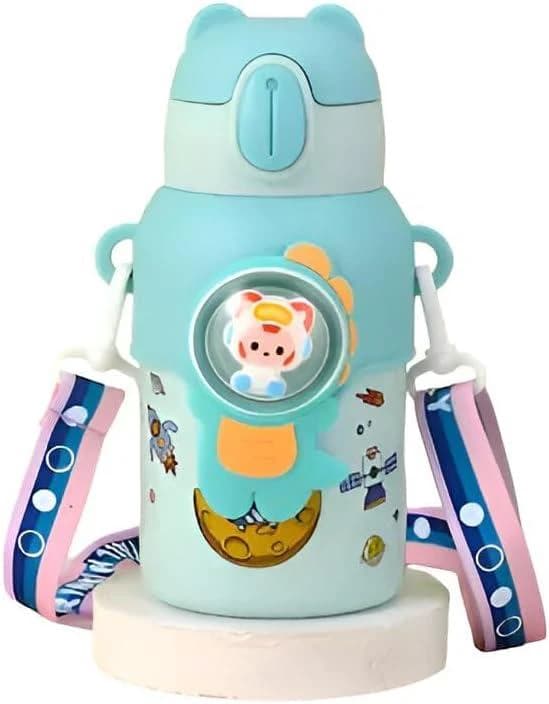 Cute Design 640ML Kids Insulated Water Bottle with Shoulder Strap, Cute