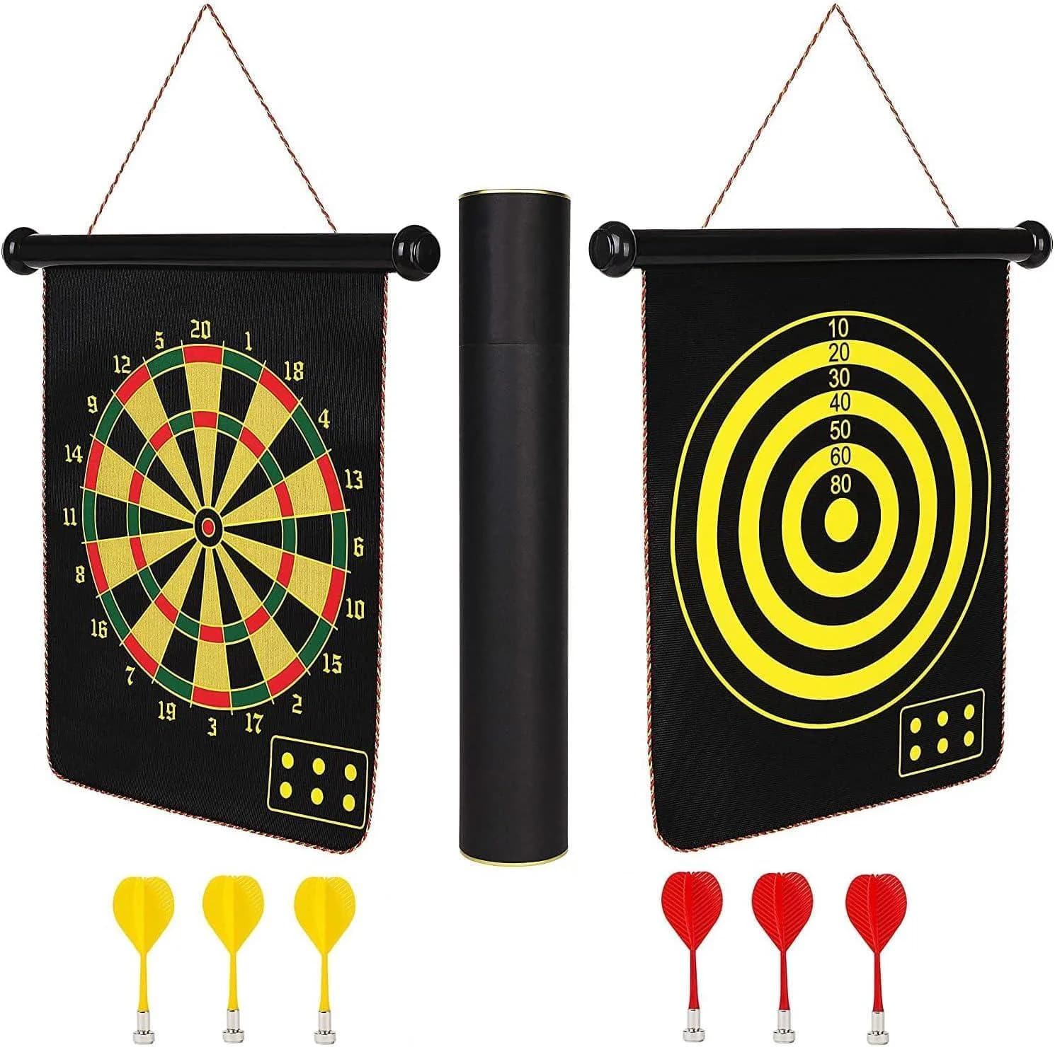 Dart Board for Kids, Double-Sided Dart Board Game Set, Indoor and Outdoor Dart 