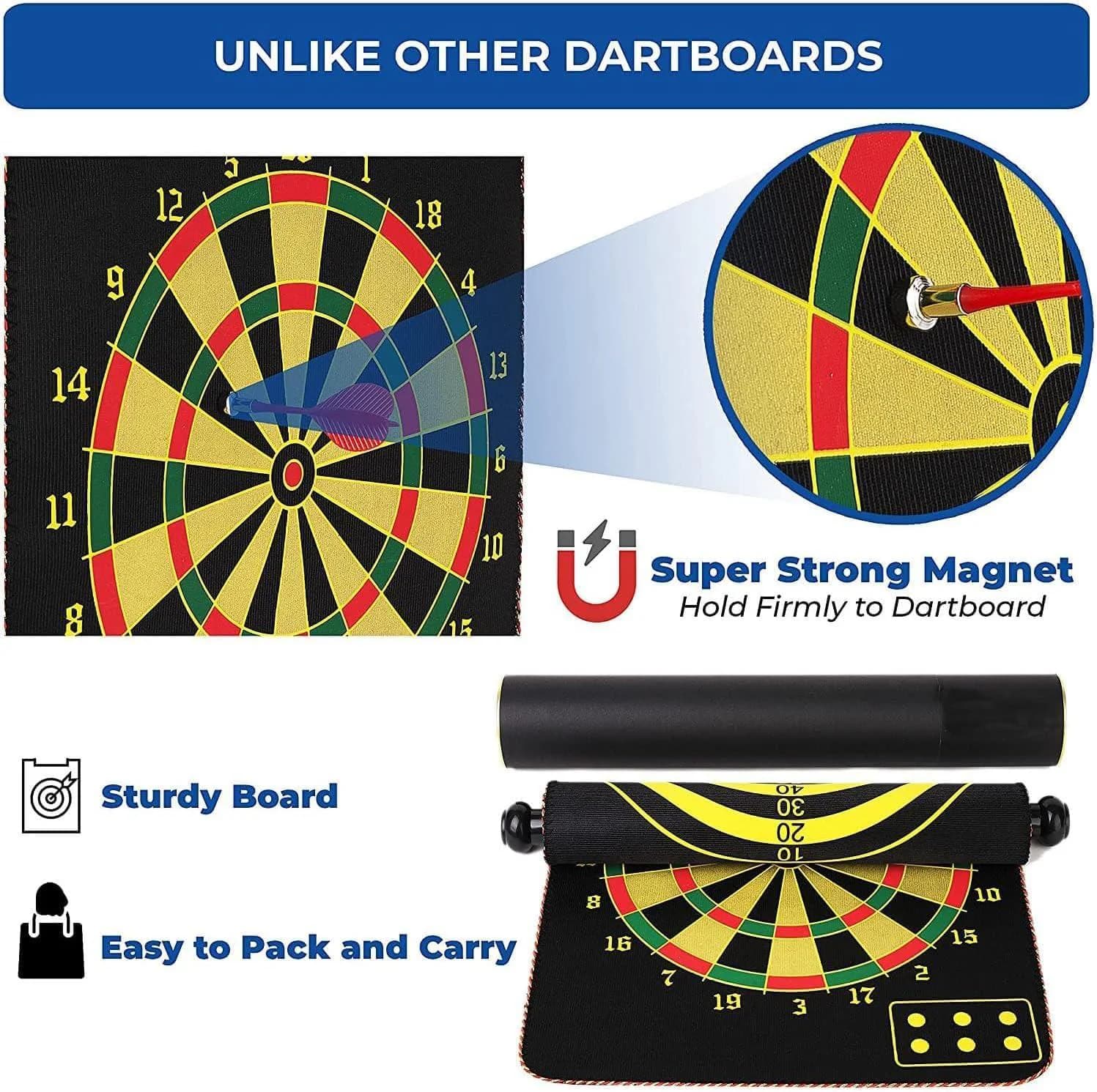 Dart Board for Kids, Double-Sided Dart Board Game Set, Indoor and Outdoor Dart 
