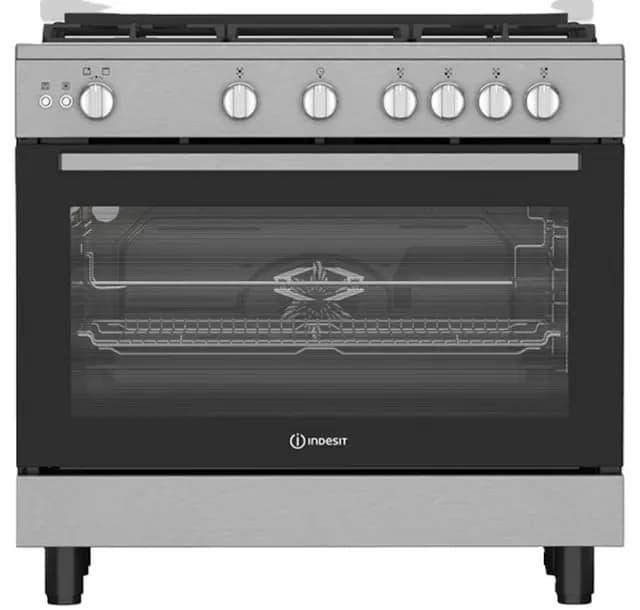 Indesit Gas Cooker , 5 Burners , Stainless Steel - INR9 GGF 21115 XNA