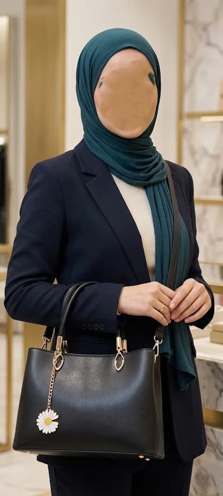 Genuine leather handbag with a pendant for women