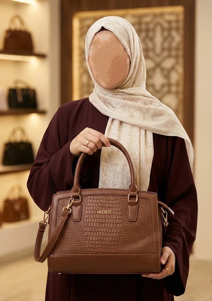 Women's handbag with crocodile print design
