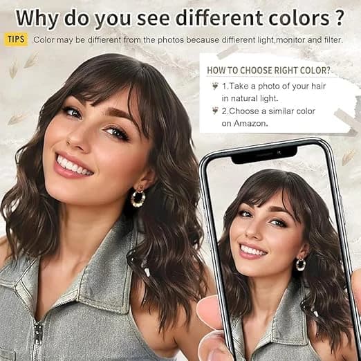 DILLARDS Medium Length Wavy Synthetic Wig with Bangs
