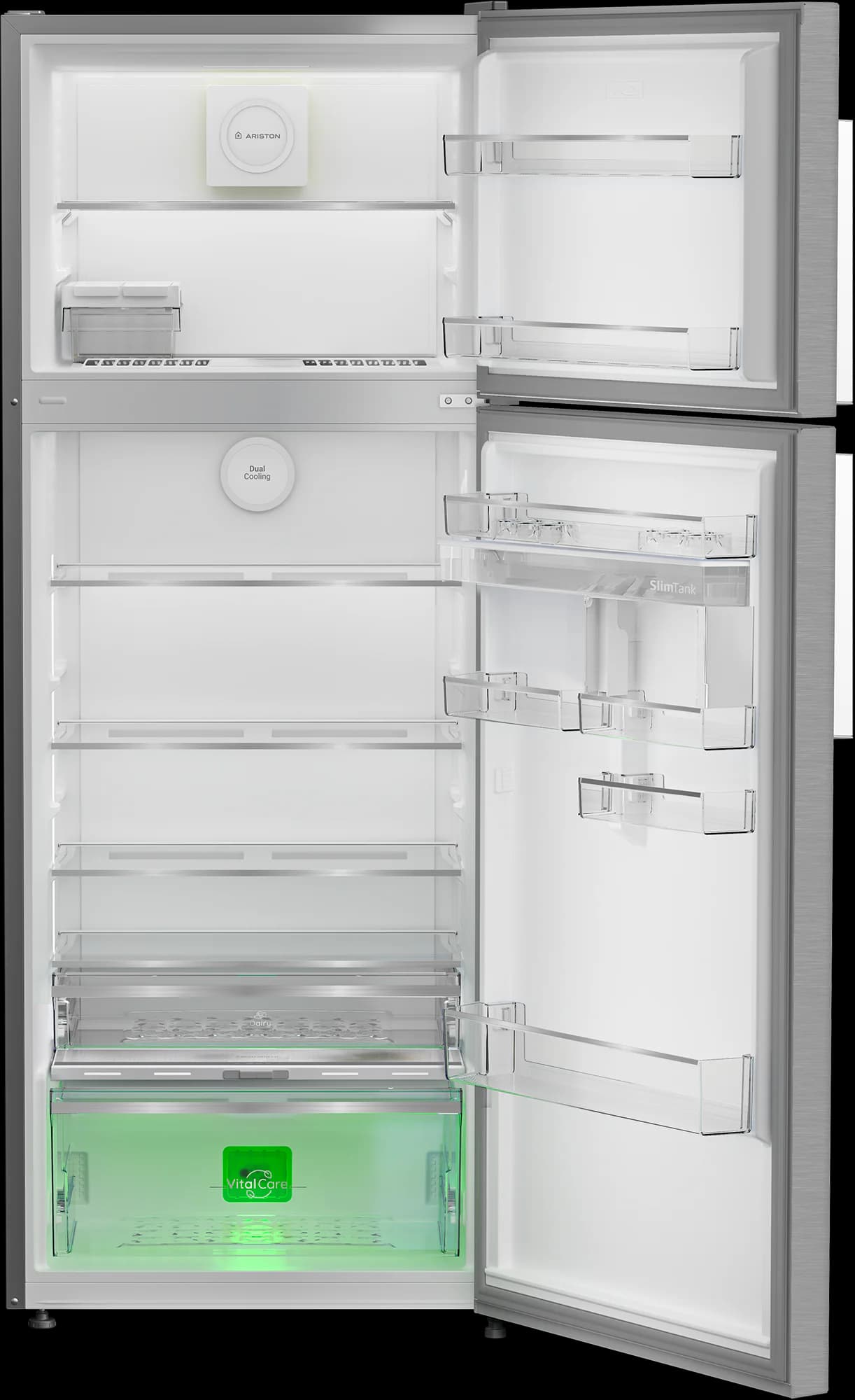 ثلاجة اريستون، سعة 455 لتر ، نوفروست ، بانفرتر ، فضي - ART70 F1452 D XWEG