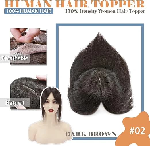 DILLARDS Human Hair Topper with Bangs 16 Inch – Dark Brown #2