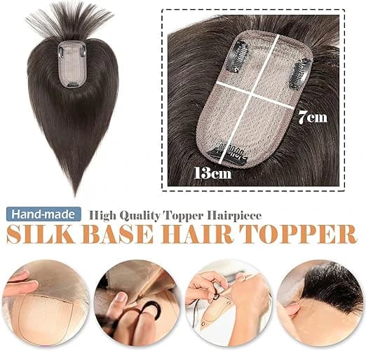 DILLARDS Human Hair Topper with Bangs 16 Inch – Dark Brown #2