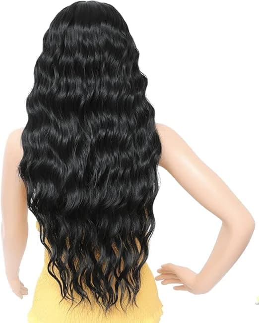 DILLARDS Seelaugh Long Curly Wig with Bangs – Black 75 cm