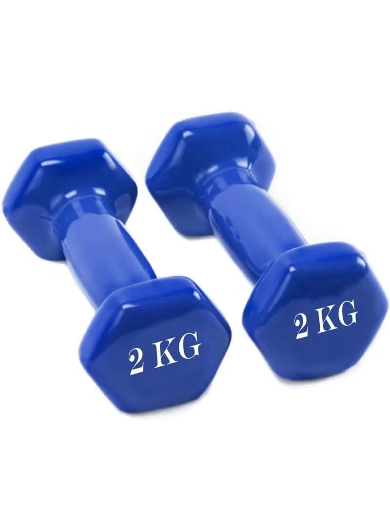 Double vinyl hexagonal dumbbell for fitness training 2kg
