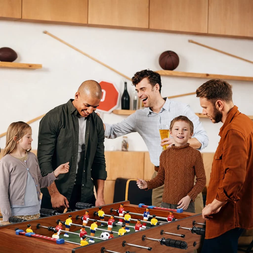 Easy-to-assemble multiplayer table football game, perfect for parties, kids