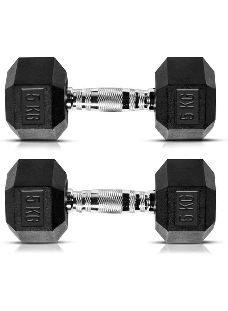 Exercise dumbbells, 5kg rain-resistant rubber dumbbell set for home workouts