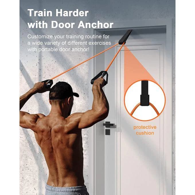 Fitness Exercise Resistance Band with Door Anchor 40-45 lbs Orange ( Color may v