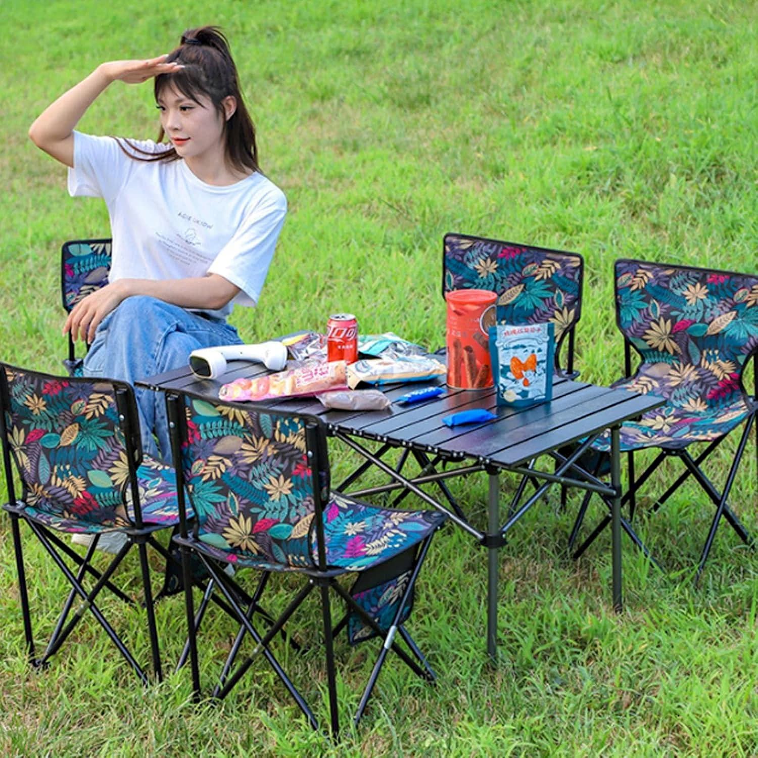 Folding Camping Chairs with Back Support, Convenient for Travel, Fishing, Hiking