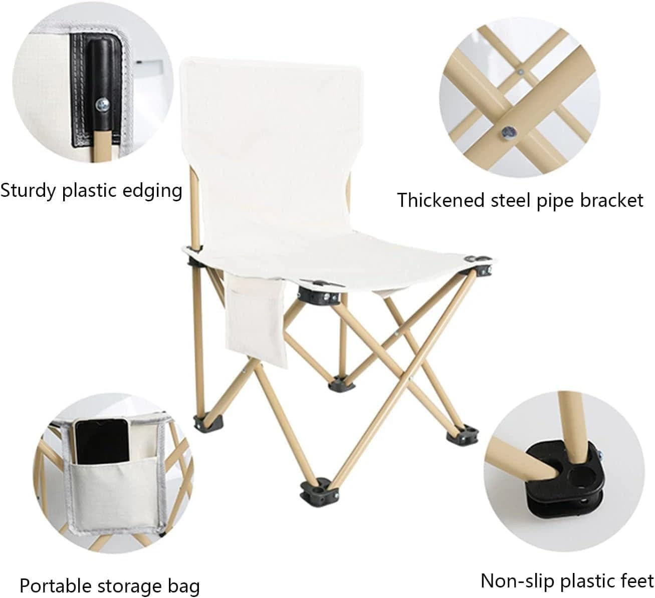Folding Camping Chairs with Back Support, Convenient for Travel, Fishing, Hiking