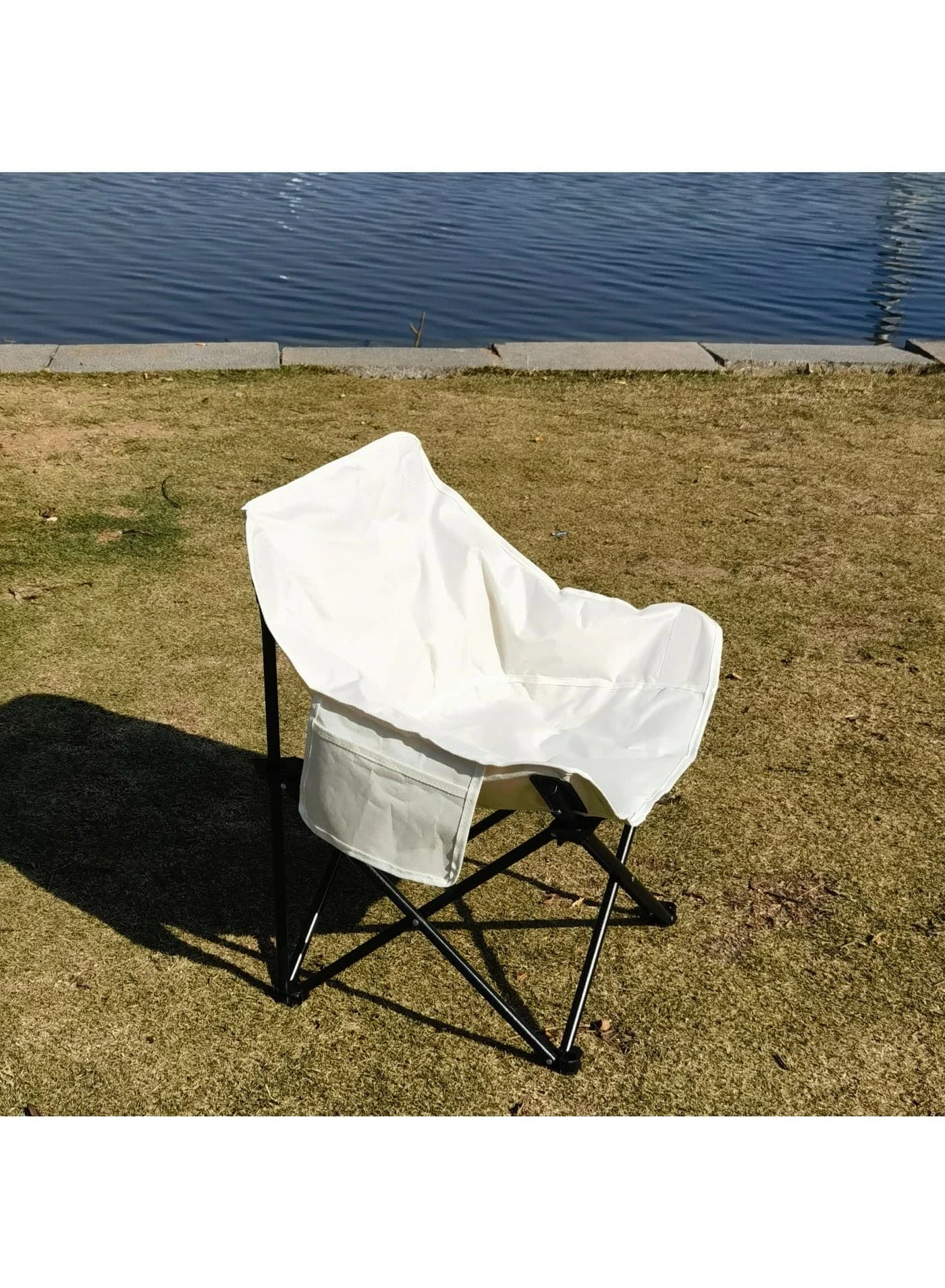 Folding Padded Camping Chair with Carry Bag and Side Pocket - Comfortable Picnic