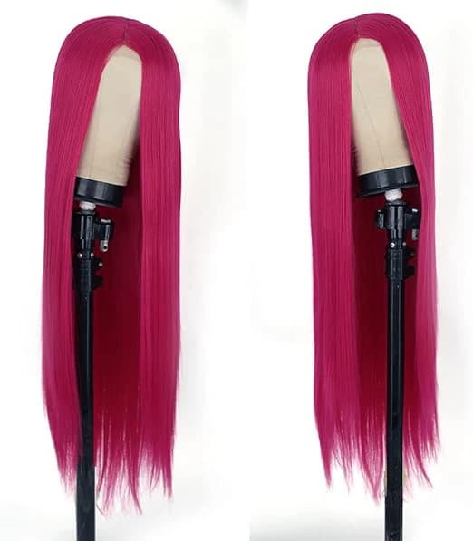DILLARDS Tantako Long Straight Wig – Hot Pink Red Lace Front