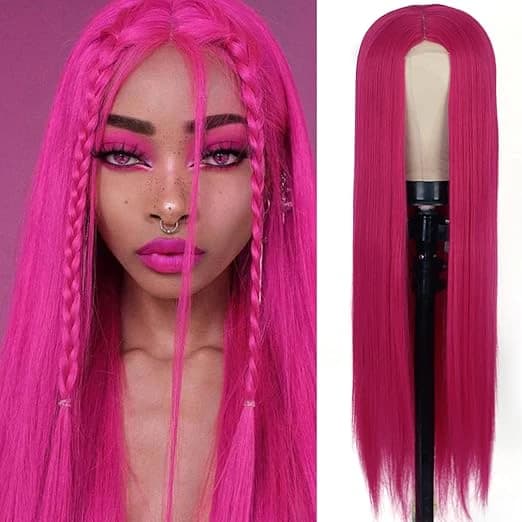 DILLARDS Tantako Long Straight Wig – Hot Pink Red Lace Front