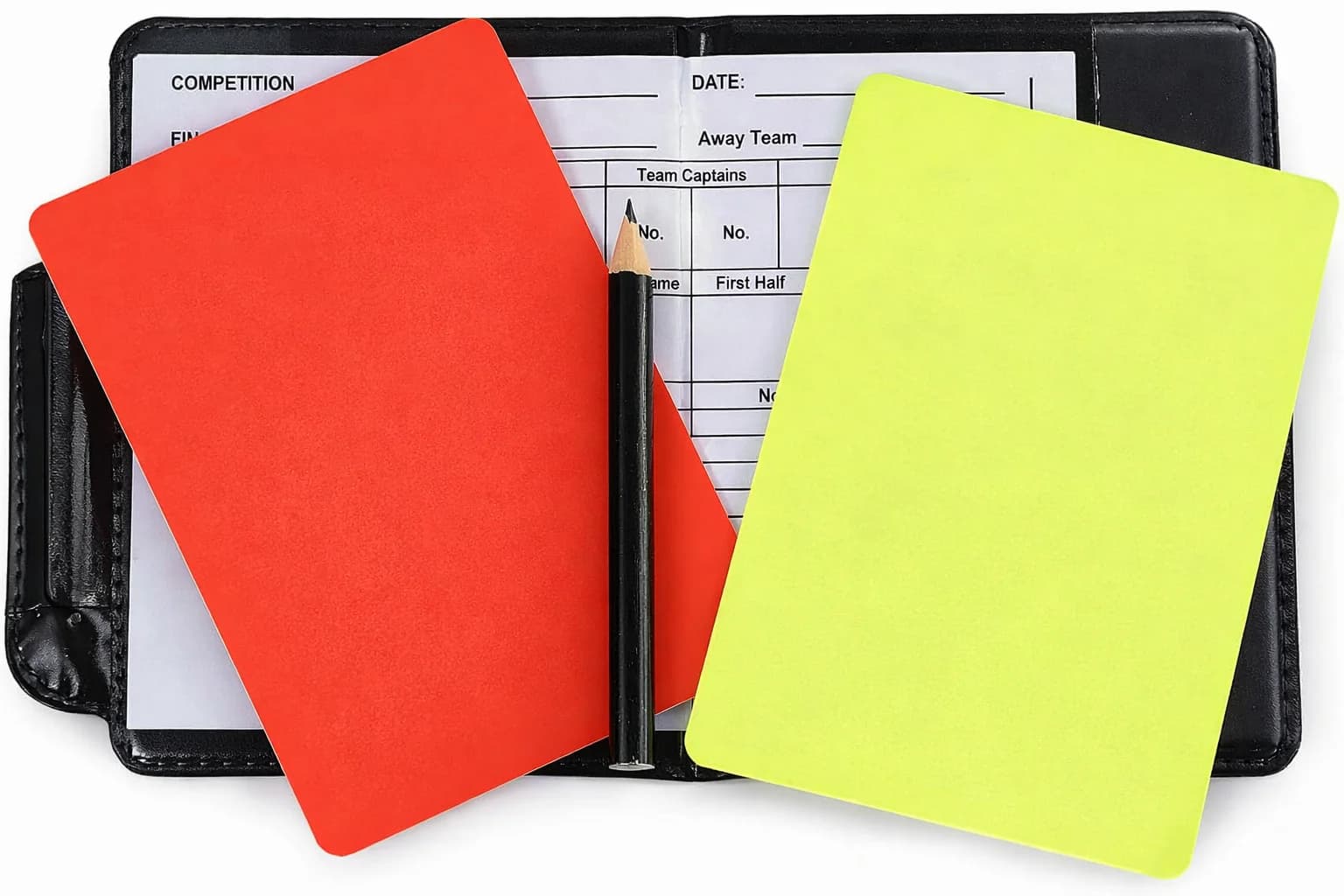Football Referee Set, Red and Yellow Cards with Case, Notebook, Pencil