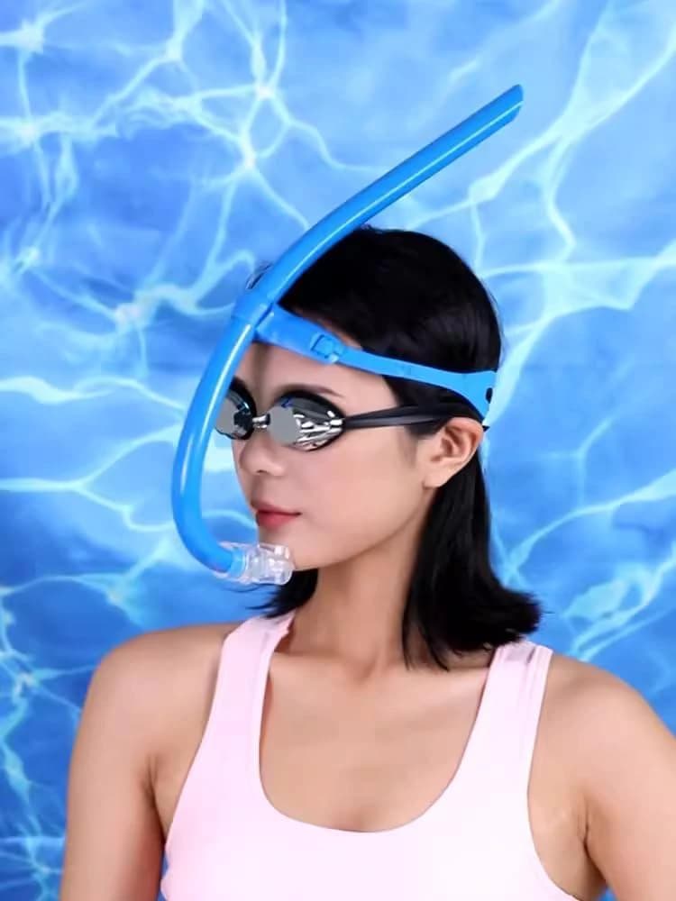 Front Snorkel for Swimming, with Silicone Mouthpiece (Multi-Color)  ( Color may 