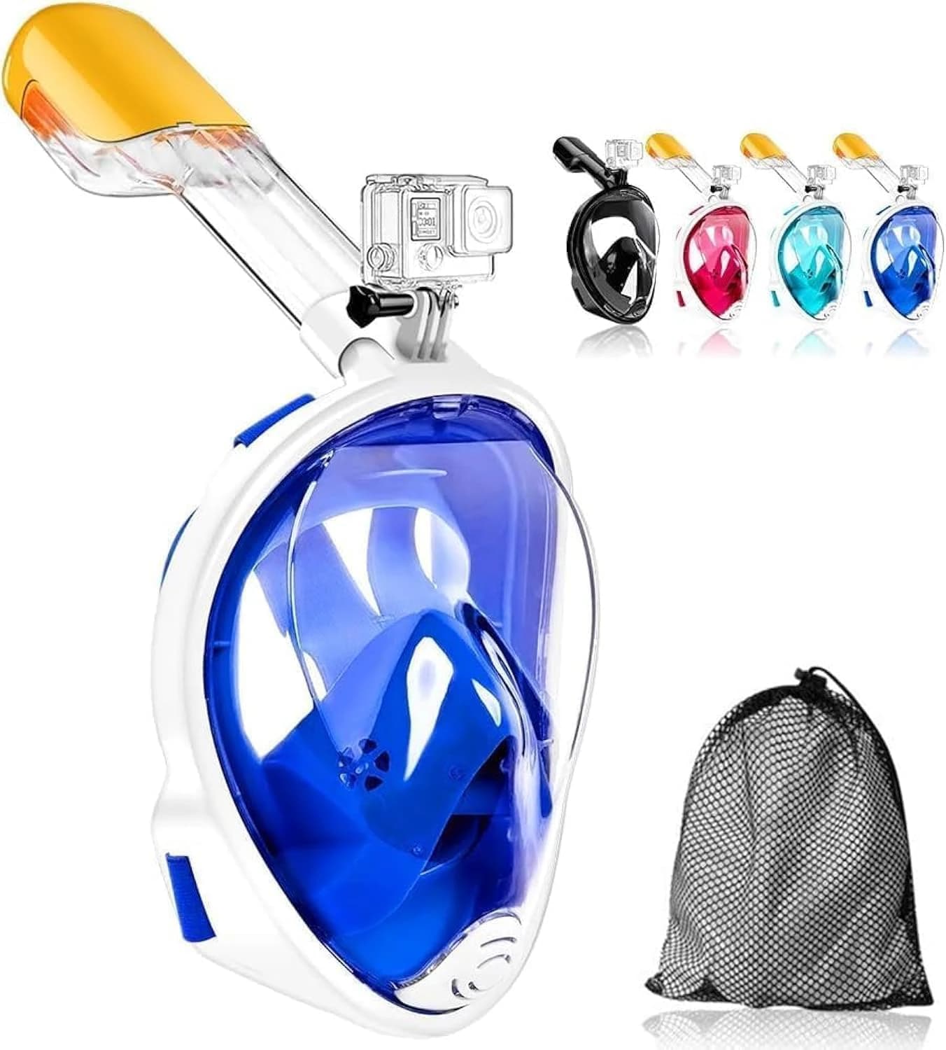 Full face diving mask, foldable and anti-fog diving mask, wide vision diving