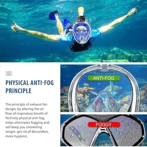 Full face diving mask, foldable and anti-fog diving mask, wide vision diving