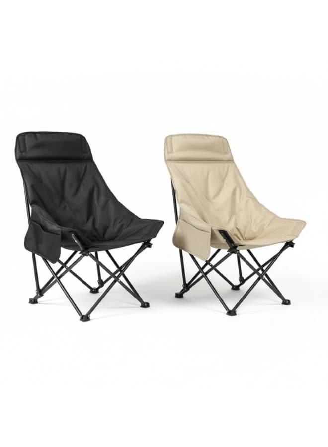 Fully Padded Folding Chair, Metal Frame, High Back Design, For Camping 