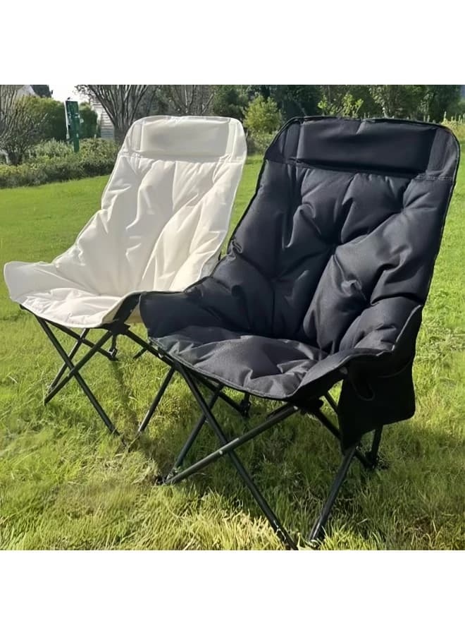 Fully Padded Folding Chair, Metal Frame, High Back Design, For Camping 