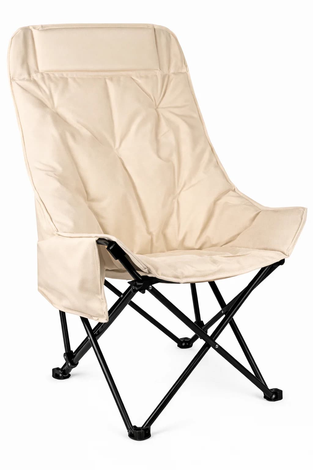 Fully Padded Folding Chair, Metal Frame, High Back Design, For Camping 