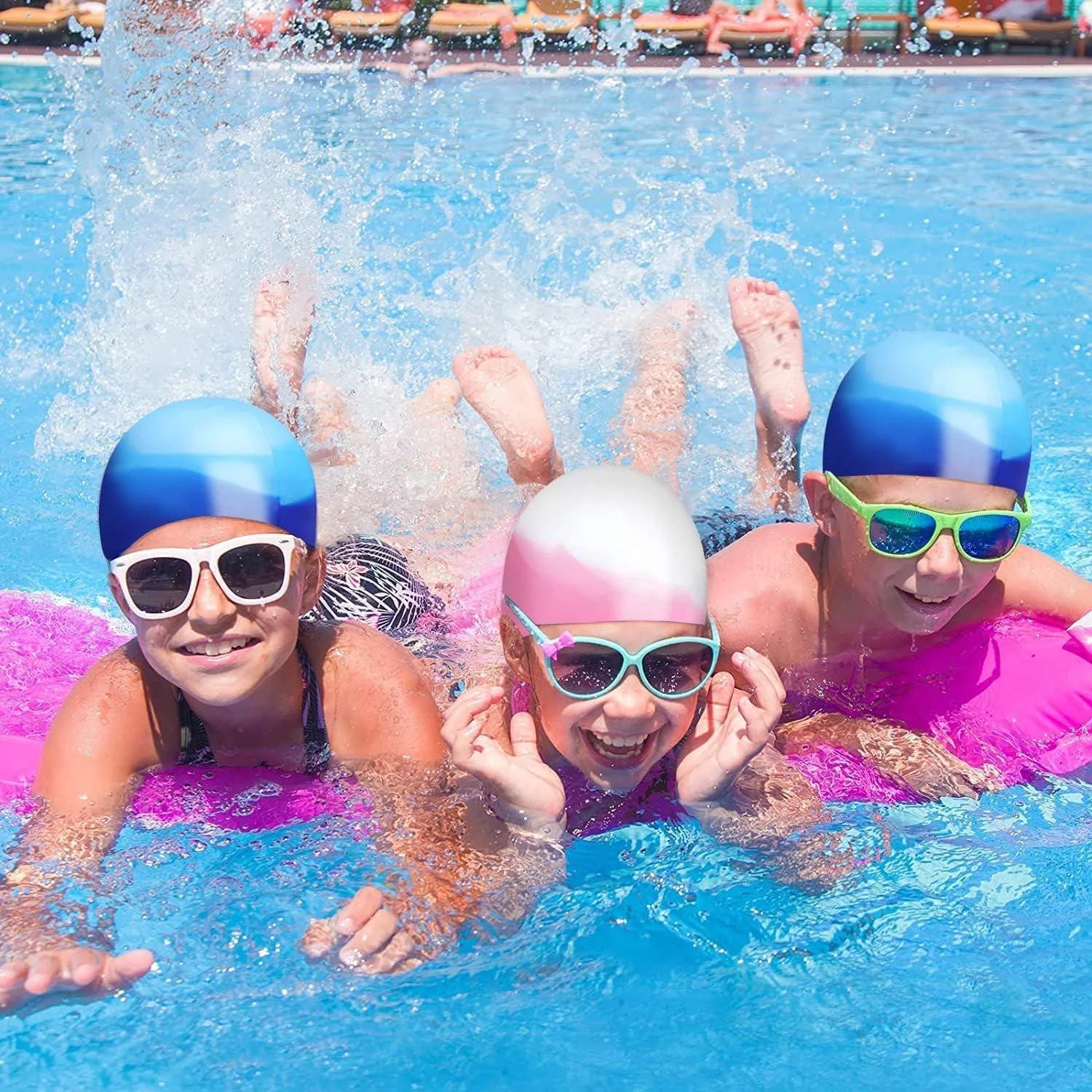 Go Swim Kids Swim Cap, Durable Silicone Swim Cap for Toddler Boys and Girls
