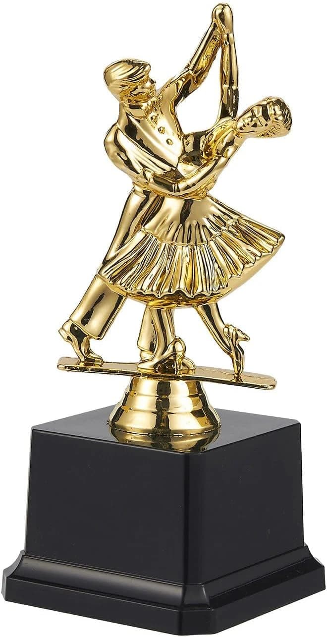 Gold Dance Competition Memorial Statue with Base - Classic Honor Shield 