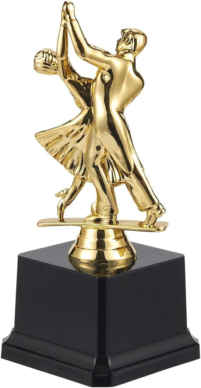 Gold Dance Competition Memorial Statue with Base - Classic Honor Shield 