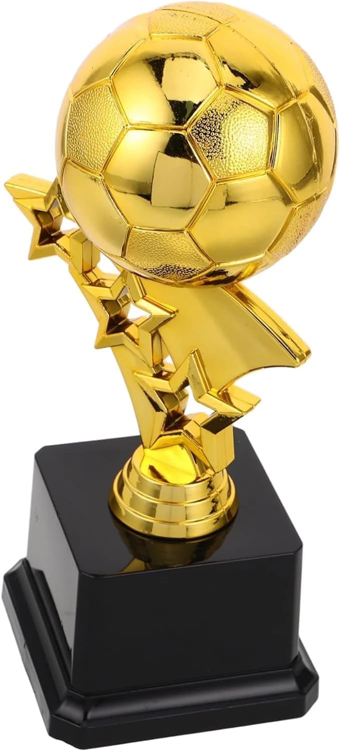 Gold football trophy with star design and base - commemorative statue 