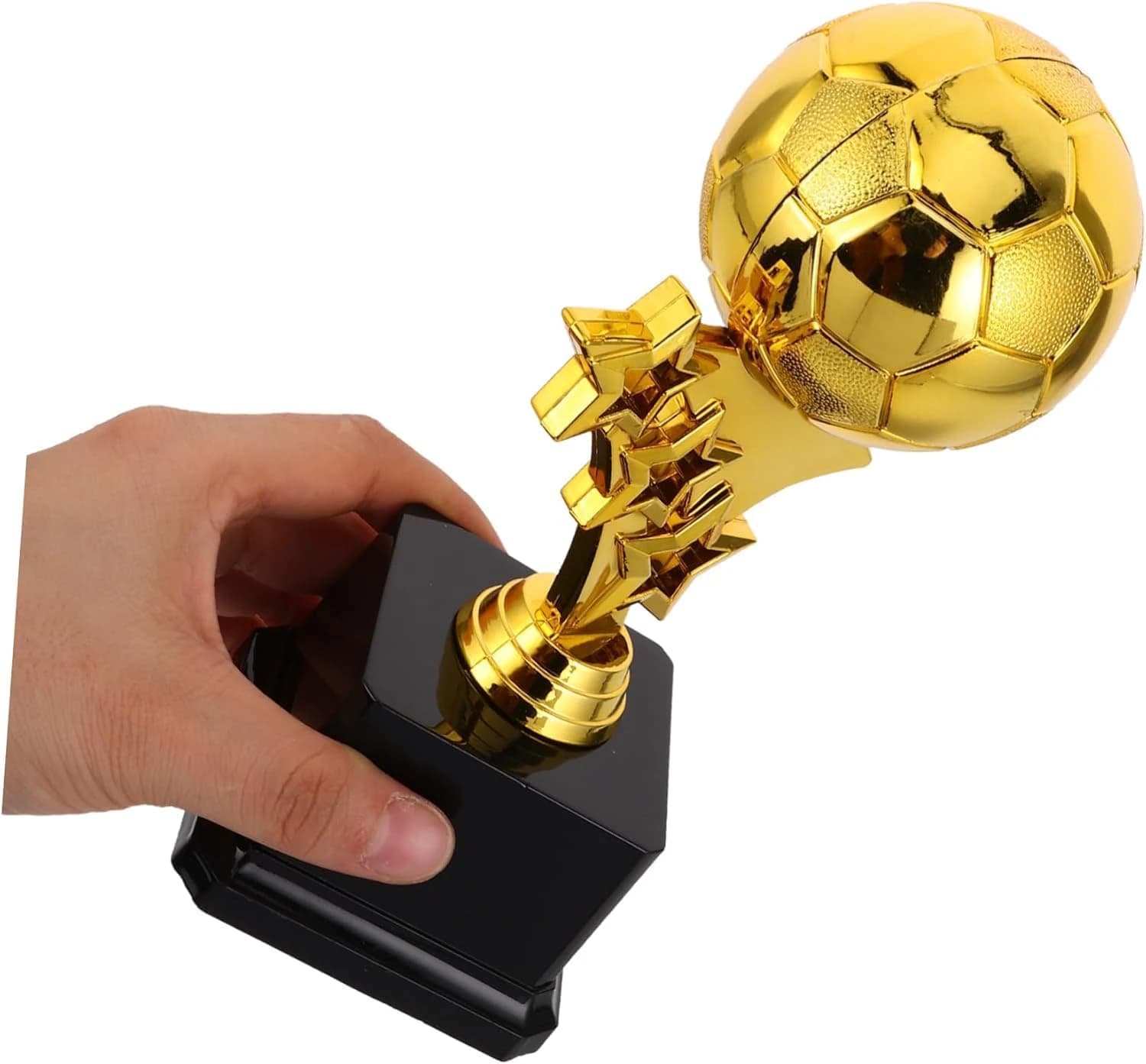 Gold football trophy with star design and base - commemorative statue 