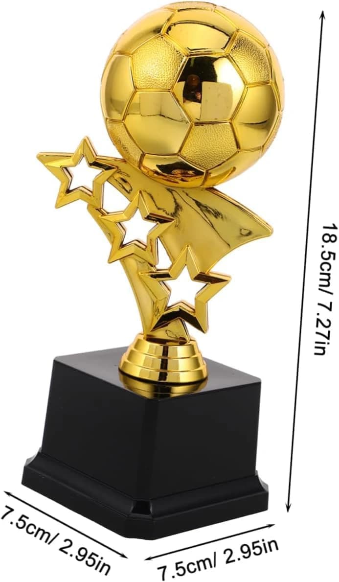 Gold football trophy with star design and base - commemorative statue 