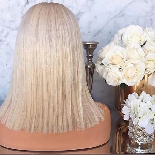 DILLARDS Brazilian Human Hair Long Silver Wig with Bangs Lace Front
