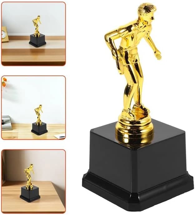 Gold Ping Pong Trophy with Premium Black Base - Table Tennis Player Statue 