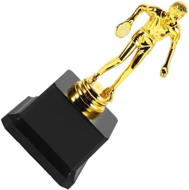 Gold Ping Pong Trophy with Premium Black Base - Table Tennis Player Statue 