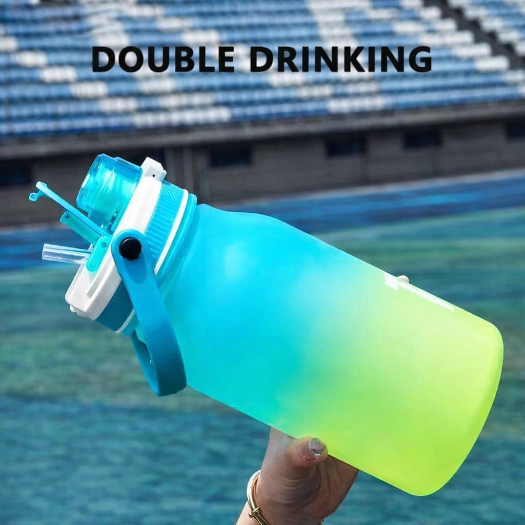 زجاجة مياه رياضية متدرجة الألوان، مع مقبض حمل ، سعة 1500 ML ، ألوان مختلفة