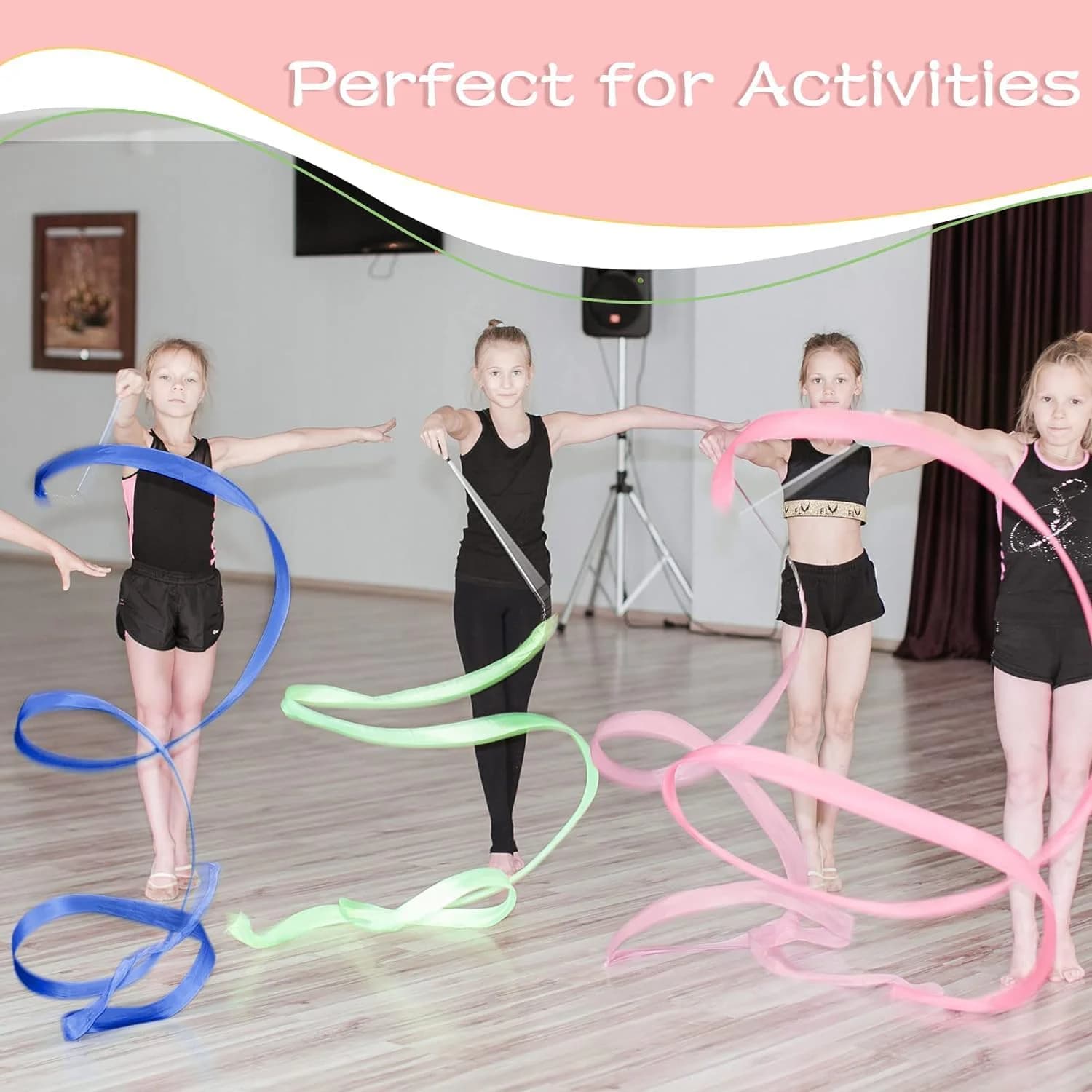 Gymnastics ribbon, rhythmic dance ribbons, dance ribbons and talent shows 