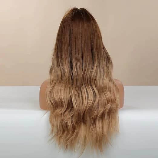 DILLARDS Wavy Blonde Wig with Bangs 24 Inch Heat Resistant