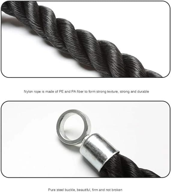 Heavy Duty Tricep Pull Down Single Rope with Snap Hook, Fitness Attachment Cable