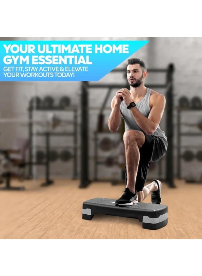 Height-adjustable aerobic exercise machine, movable surface, weight