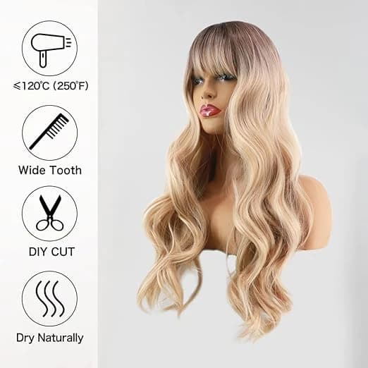 DILLARDS Long Wavy Ombre Honey Blonde Wig 66 cm Heat Resistant