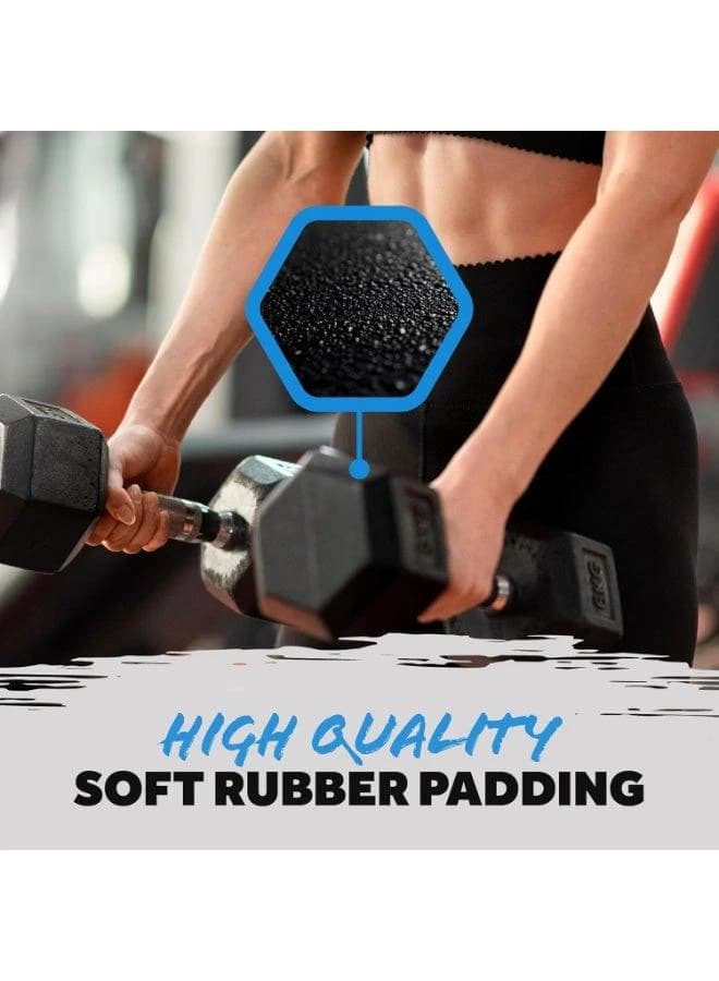 Hexagonal Dumbbell Set - Pair (10 kg) of Half Grip Rubber Hexagonal Dumbbells 