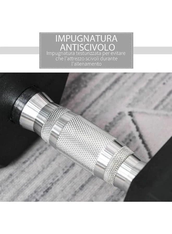 Hexagonal dumbbells, 1 kg each, silver and black, sturdy steel handle 