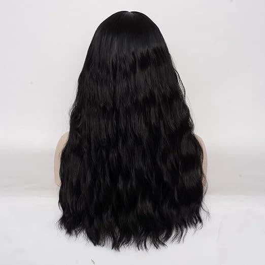 DILLARDS Long Wavy Black Wig with Bangs 21 Inch Heat Resistant